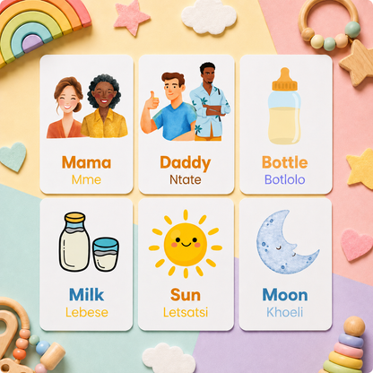 First Words Flash Cards - Sesotho