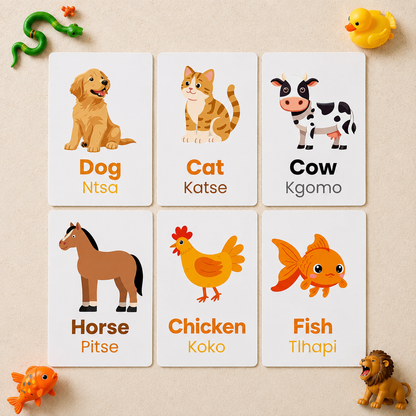 Animals Flash Cards - Setswana