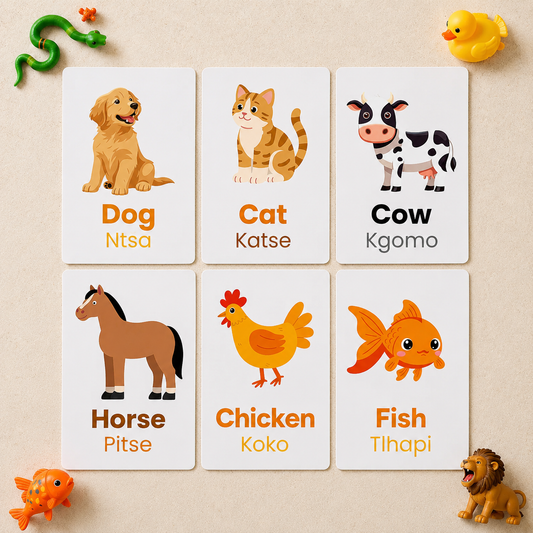 Animals Flash Cards - Setswana