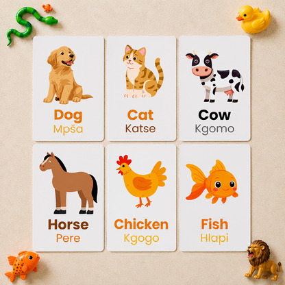 Animals Flash Cards - Sepedi