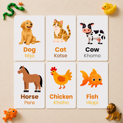 Animals Flash Cards - Sesotho