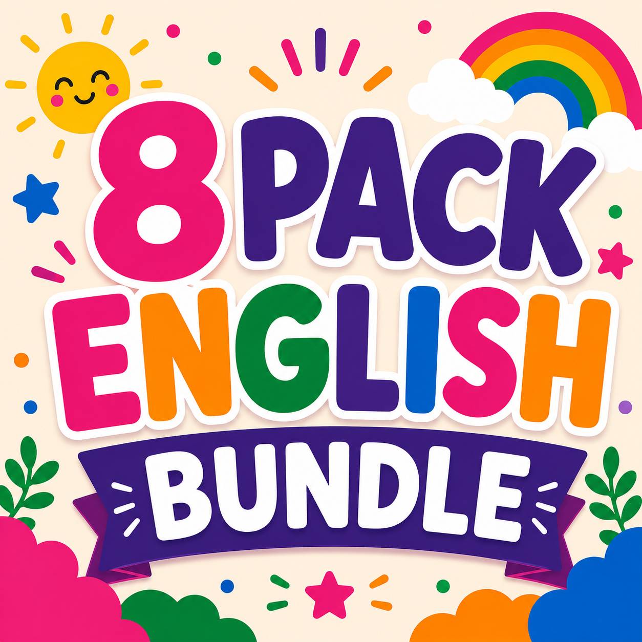 8 Pack Flash Cards Bundle - English