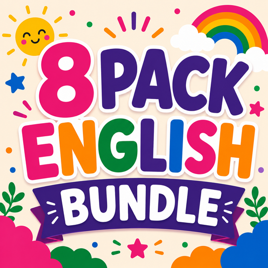 8 Pack Flash Cards Bundle - English
