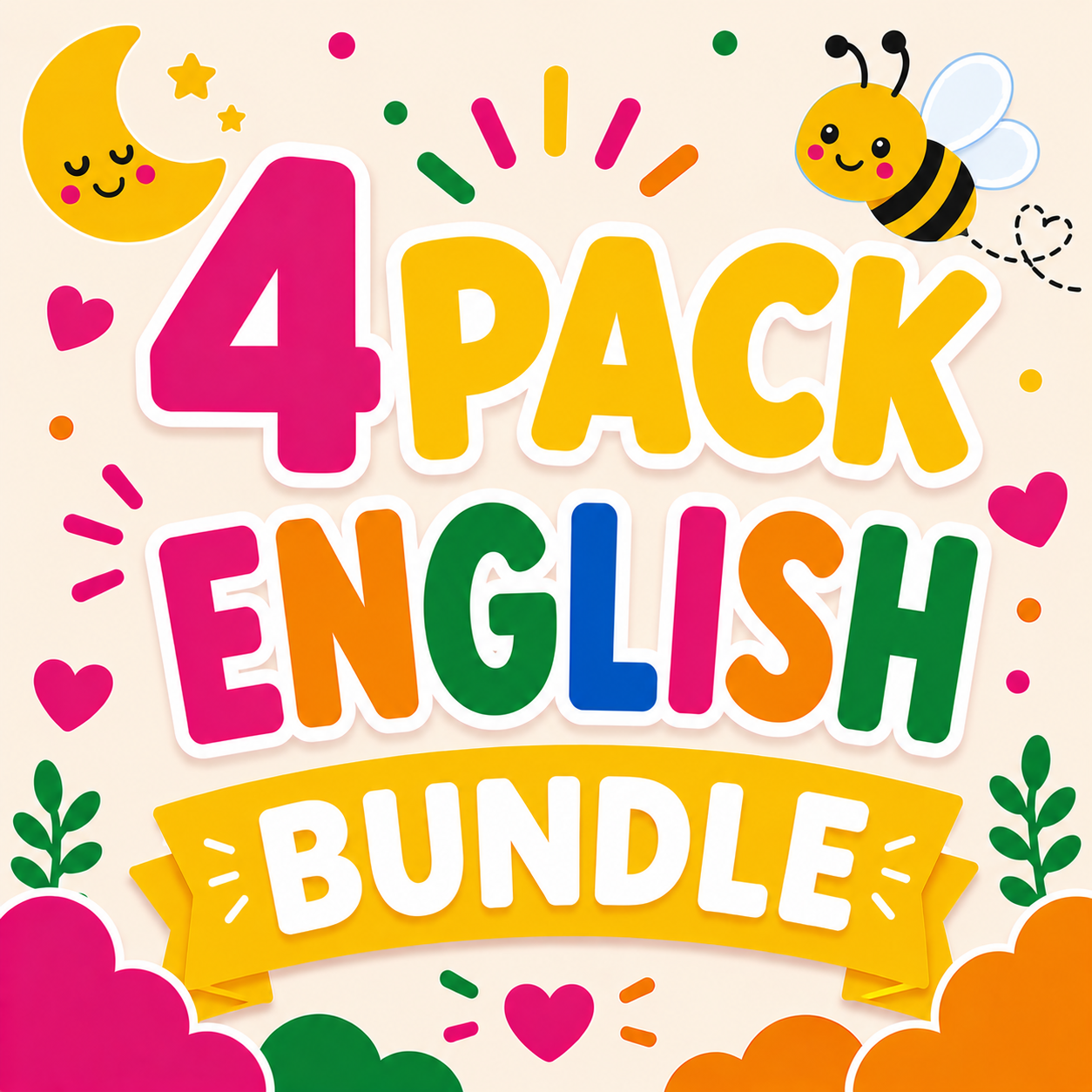 4 Pack Flash Cards Bundle - English
