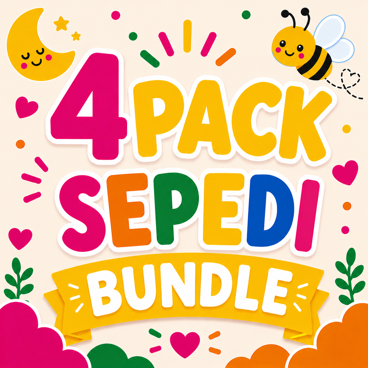 4 Pack Flash Cards Bundle - Setswana