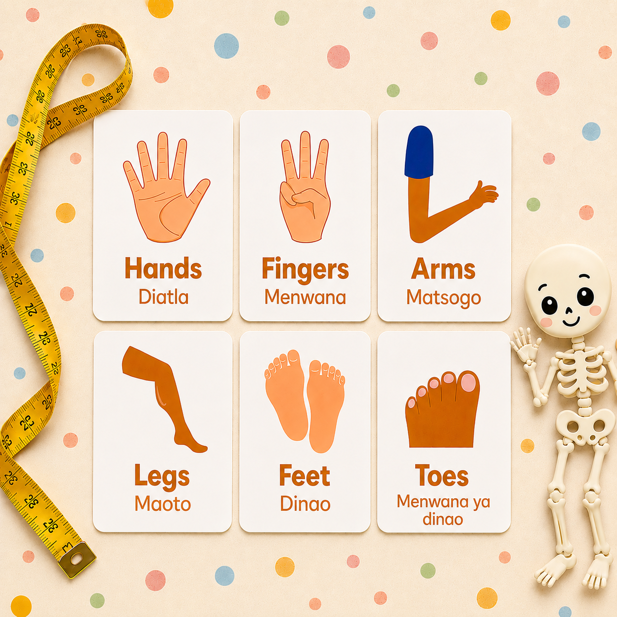 Body Parts Flash Cards - Sepedi
