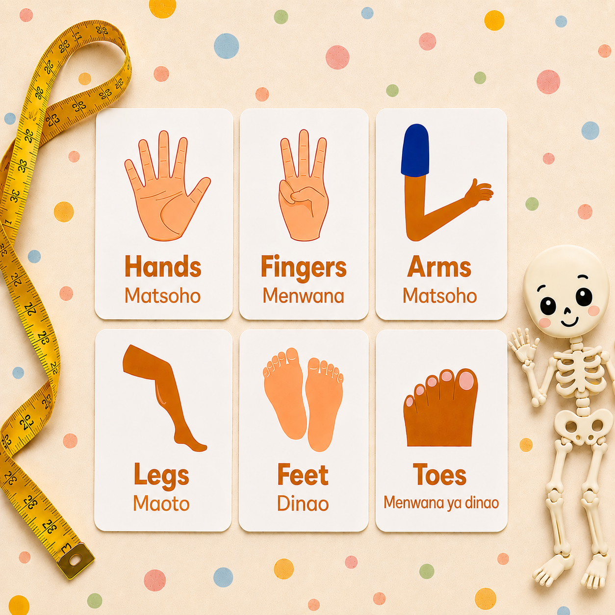Body Parts Flash Cards - Sesotho