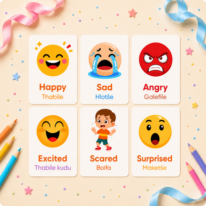 Emotions Flash Cards - Sepedi