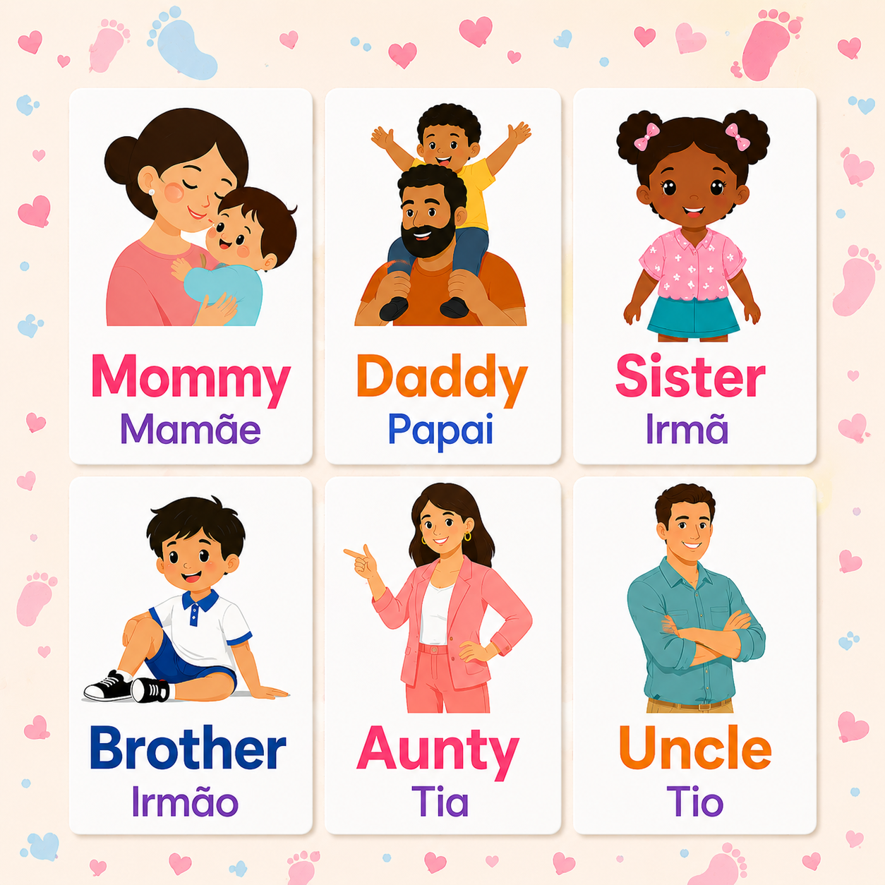 Family Flash Cards - Portuguese