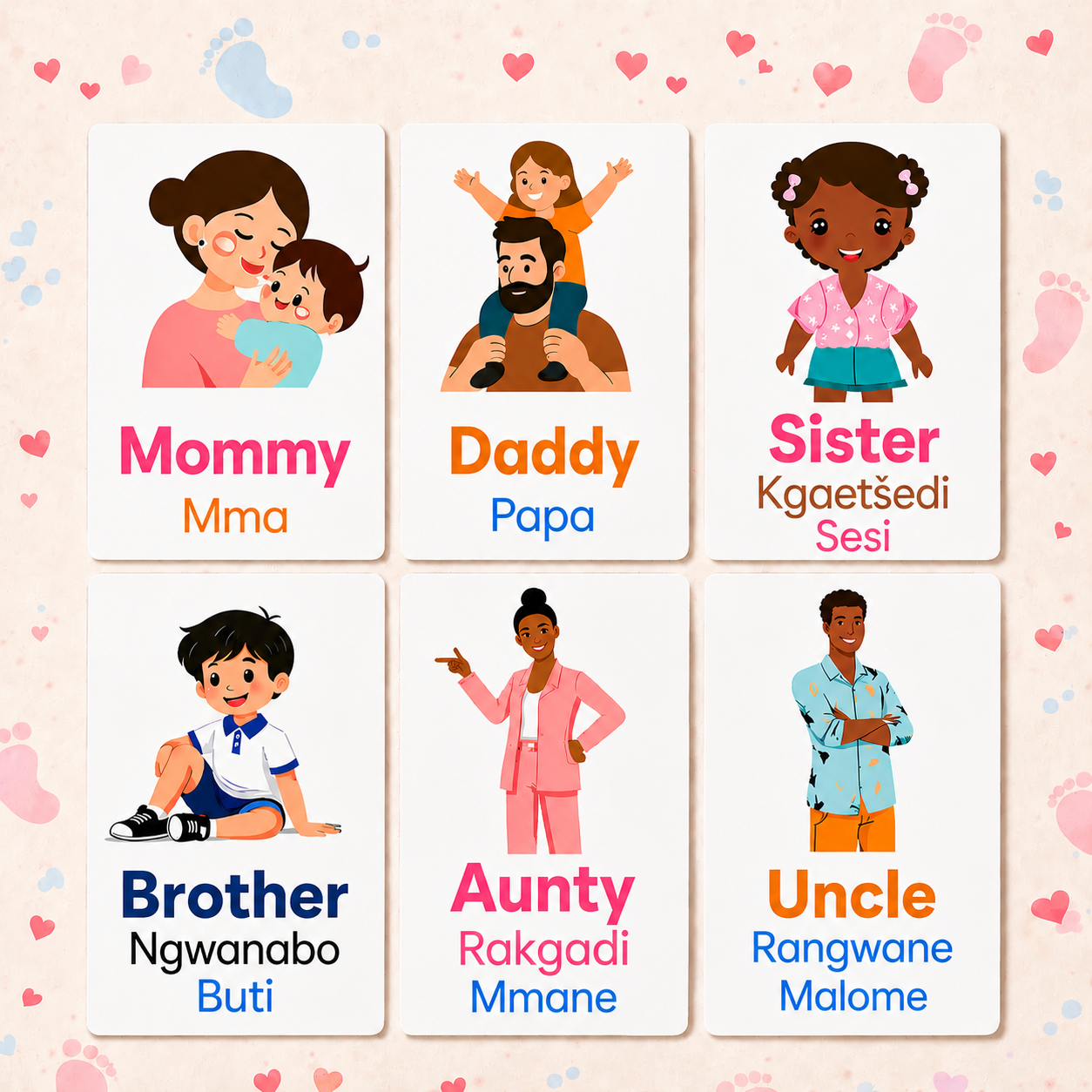 Family Flash Cards - Sepedi