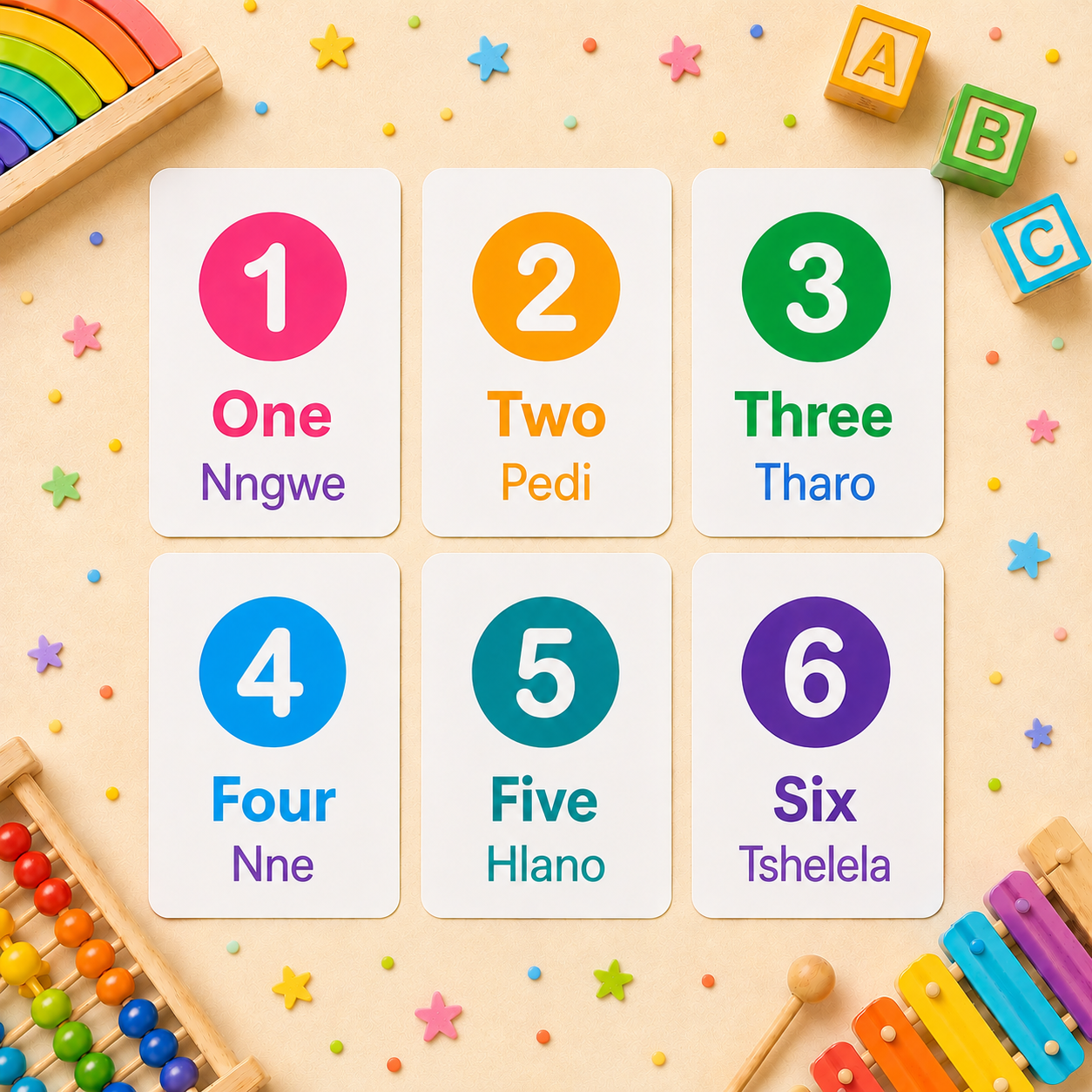 Numbers Flash Cards - Sesotho