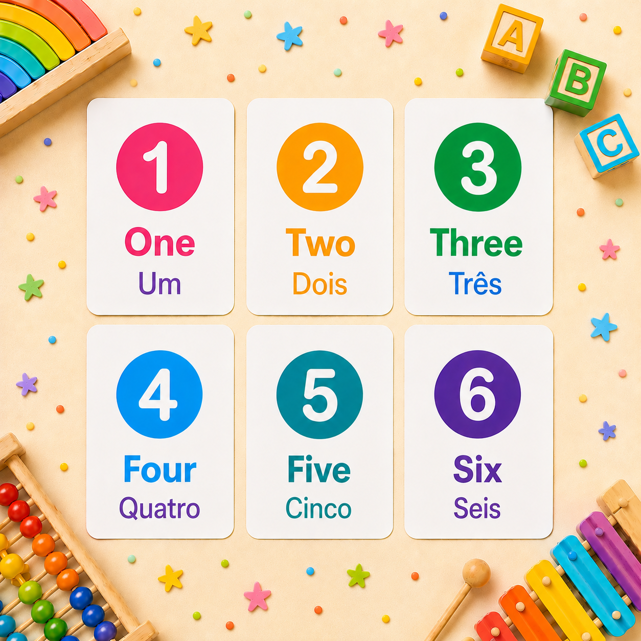 Numbers Flash Cards - Portuguese