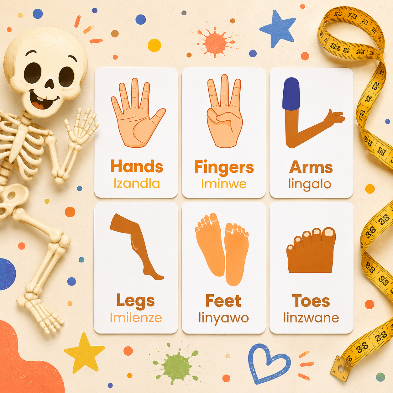 Body Parts Flash Cards - isiXhosa
