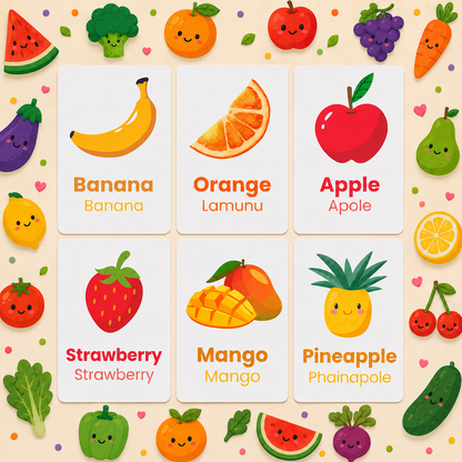 Fruit & Veg Flash Cards - Setswana