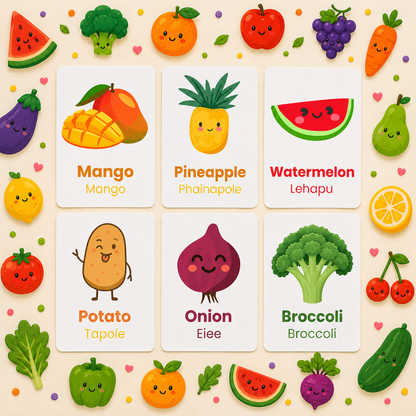 Fruit & Veg Flash Cards - Sesotho