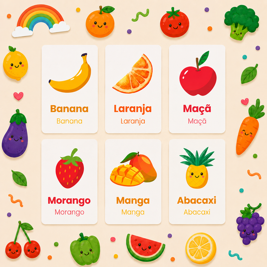 Fruit & Veg Flash Cards - Portuguese