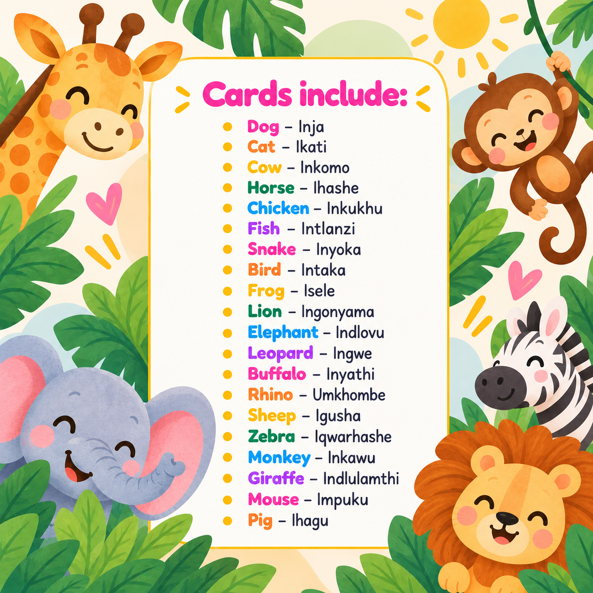 Animals Flash Cards - isiXhosa