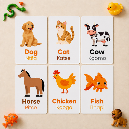 Animals Flash Cards - Setswana