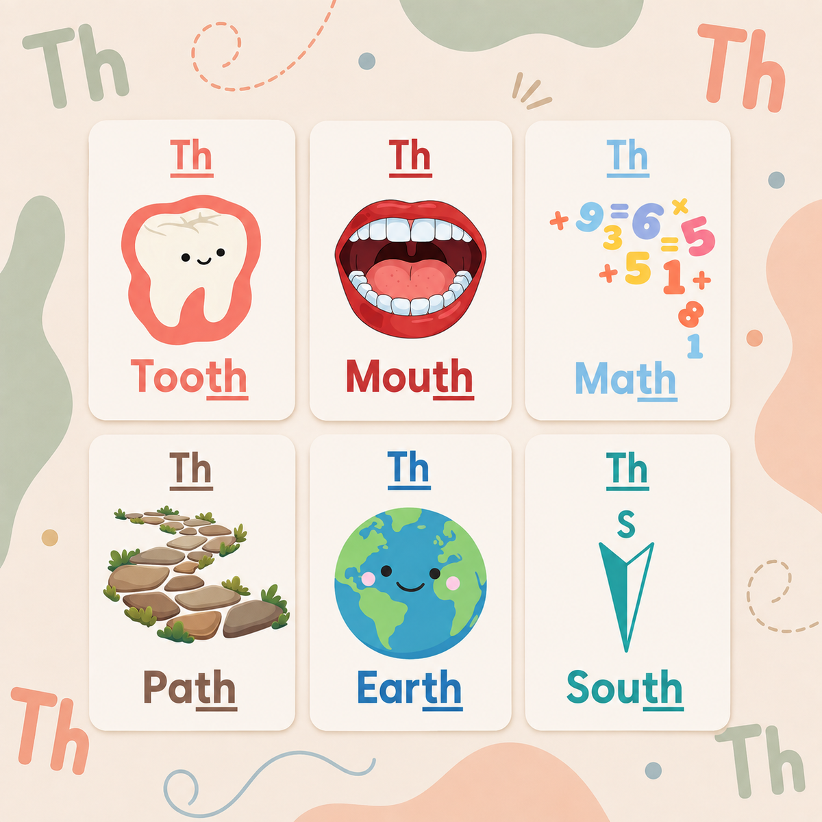 Sounds and Speech Flash Cards - Focusing on "TH" Words