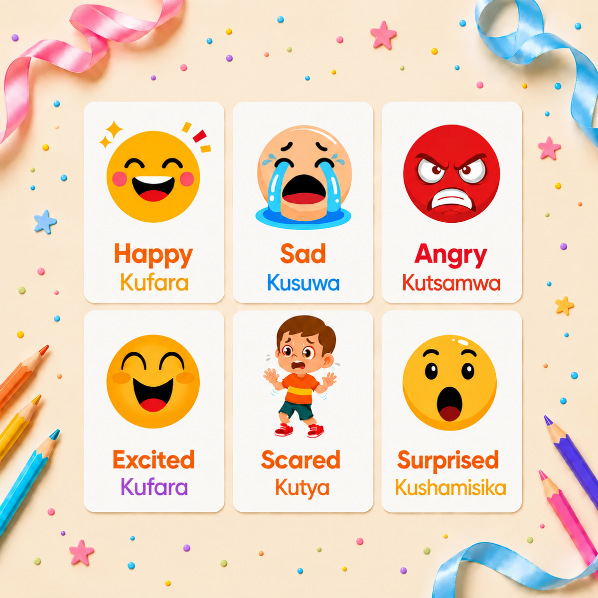 Emotions Flash Cards - Shona