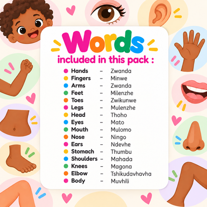 Body Parts Flash Cards - Tshivenda