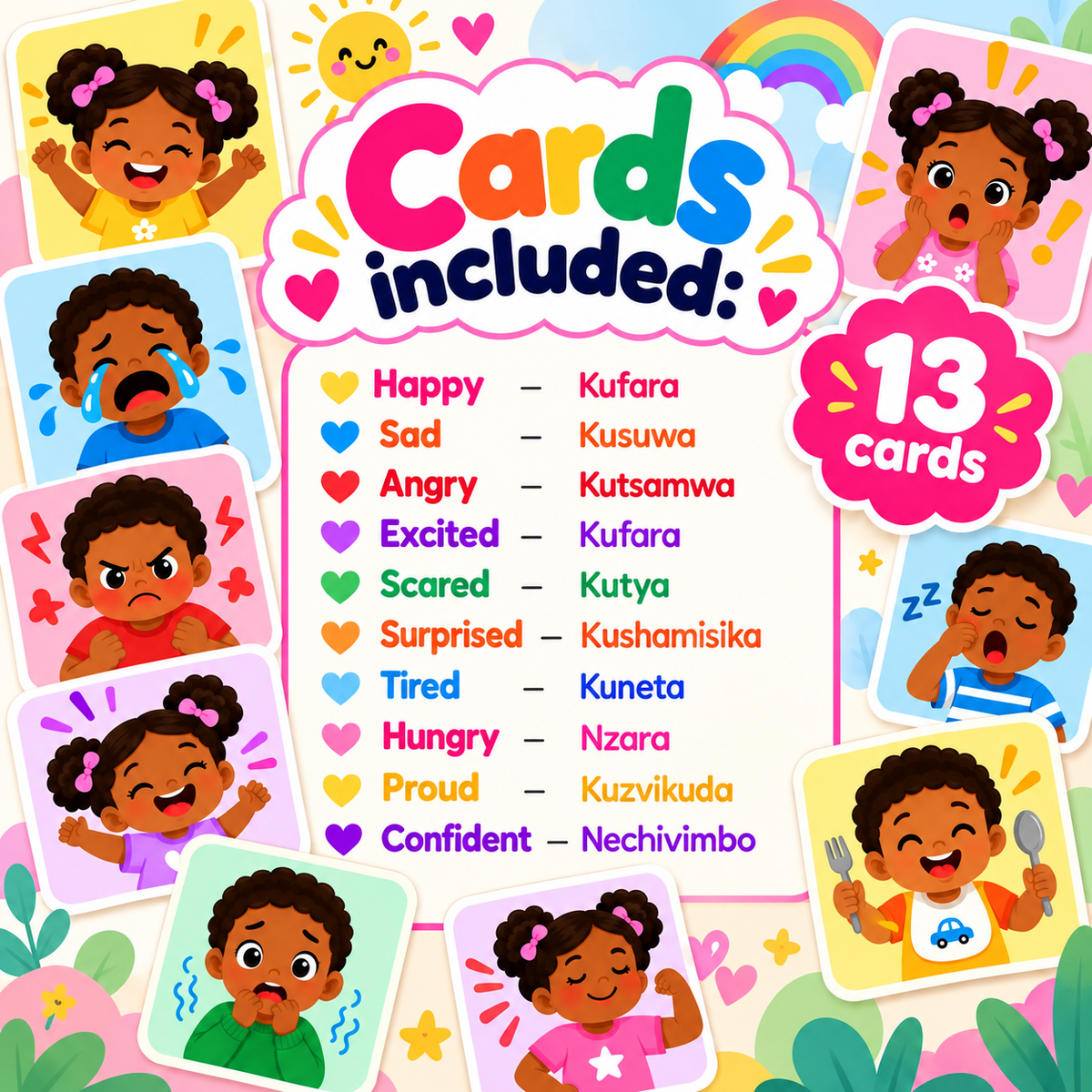 Emotions Flash Cards - Shona