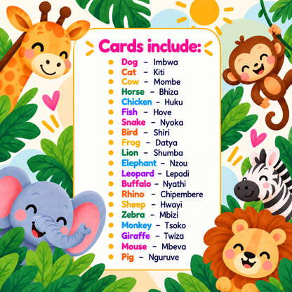 Animals Flash Cards - Shona