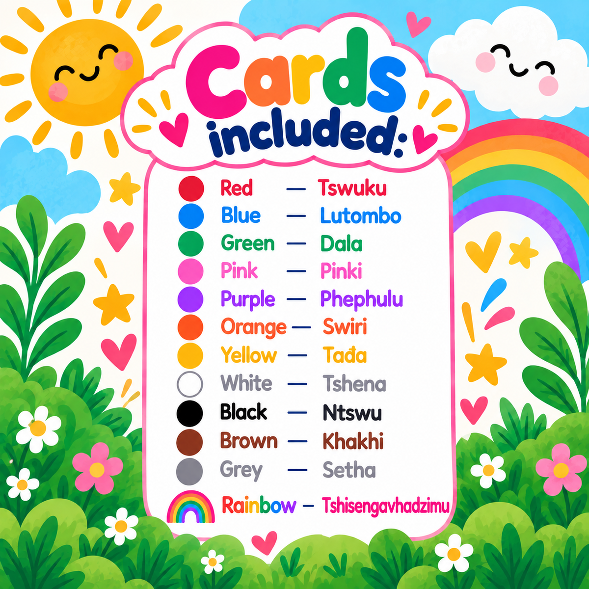 Colours Flash Cards - Tshivenda